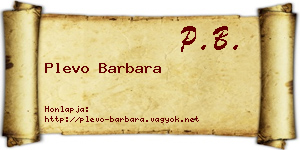 Plevo Barbara névjegykártya